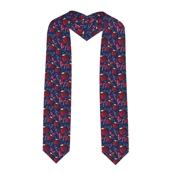 Fuzoiu Hot Cocoa Snowflake Mittens Print Graduation Sash,Graduation Stole,Unisex Adult Graduation Stole Shawl 91" Long,for Academic Commencements Shawl-Sharp Corner