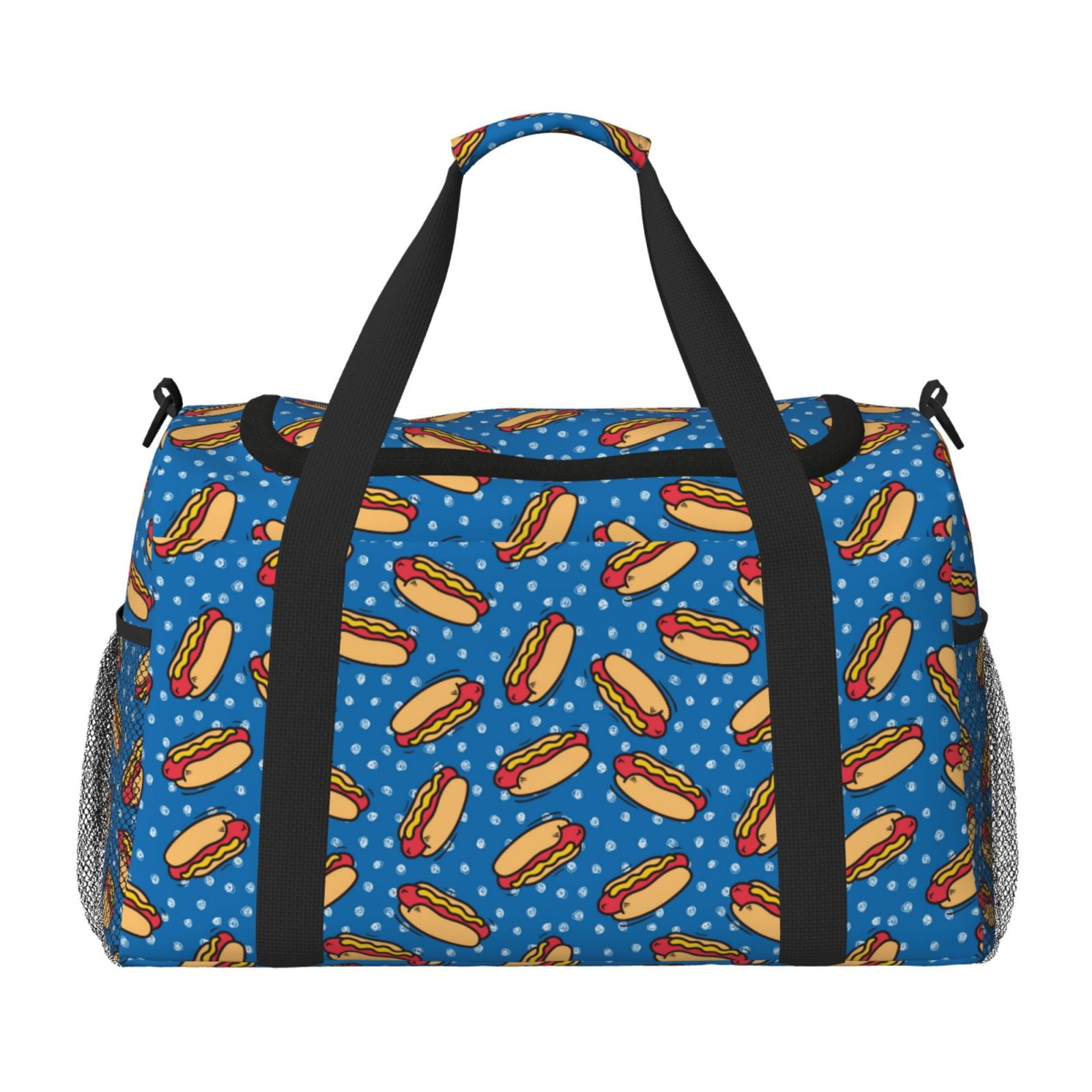 Fuzoiu Hot Dog 1 Print Travel Duffle Bag,Carry On Tote Bags,Duffel Bag,Sport Gym Bag, Hospital Bag for Labor and Delivery, Overnight Bag,Luggage Bag