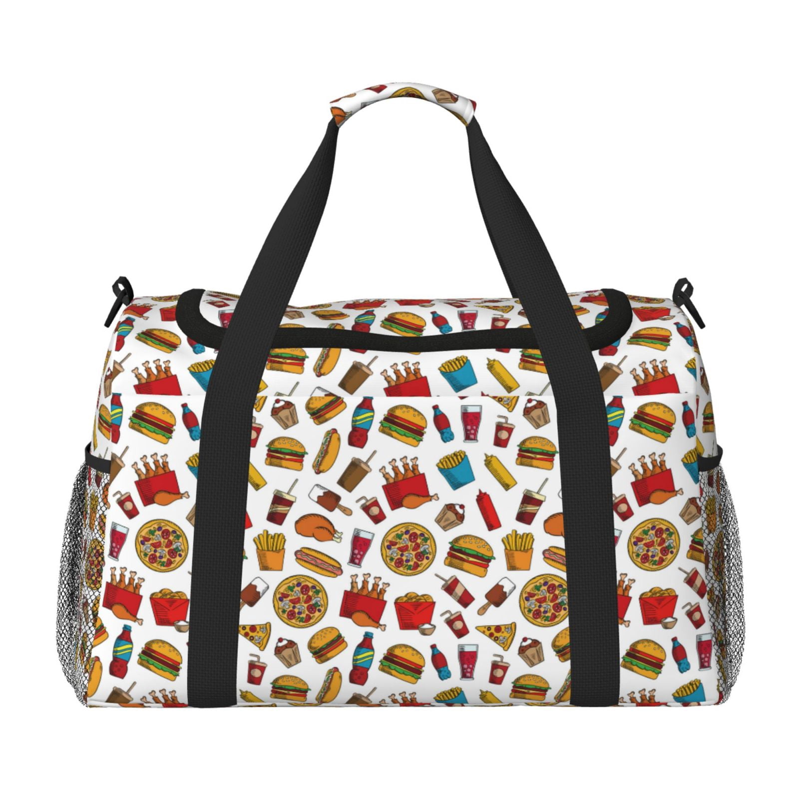 Fuzoiu Hot Dog Pizza Print Travel Duffle Bag,Carry On Tote Bags,Duffel Bag,Sport Gym Bag, Hospital Bag for Labor and Delivery, Overnight Bag,Luggage Bag