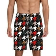 thumbnail image 1 of Fuzoiu Houndstooth Green Red Print Pajama Shorts for Men, Men's Pajama Bottoms,Mens Lounge Sleepwear,Pajama Pants with Pocket-XX-Large, 1 of 1