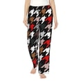 thumbnail image 1 of Fuzoiu Houndstooth Green Red Print Women's Pajama Pants,Lounge Pants with Drawstring and Pockets, Casual Pjs Sleep Bottoms, Women's Sleep Pants-Small, 1 of 6