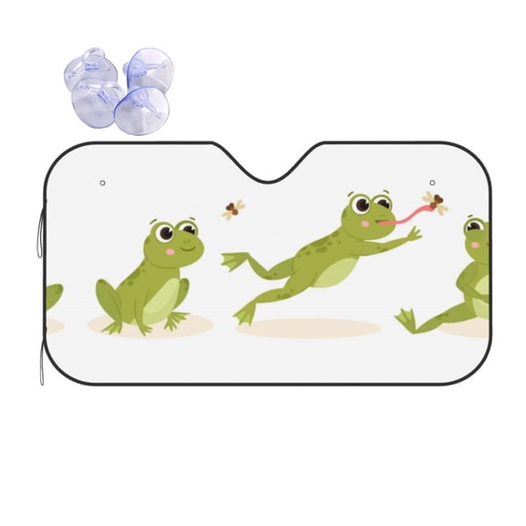 Fuzoiu Hunting Frog Print Car Windshield Sun Shade,Block Uv Rays Sunshade,Foldable Front Window Sun Visor Protector for Car,SUV,Truck-Keep Vehicle Cool-Hunting Frog