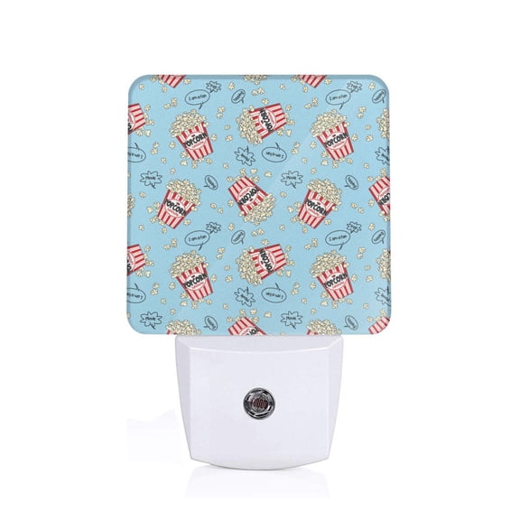 Fuzoiu I Am A Fan Popcorn Print Dusk to Dawn LED Night Light with Light Sensor, Energy-Efficient Touch-Safe Night Lamp for Home, Office, and Kids' Rooms-US