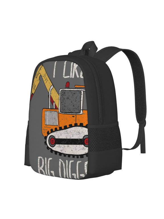 I Like Big Digger Print Large Capacity Backpack,Travel Backpack,Laptop Bag,College School Rucksack Bag,for School, Travel & Outdoor Activities