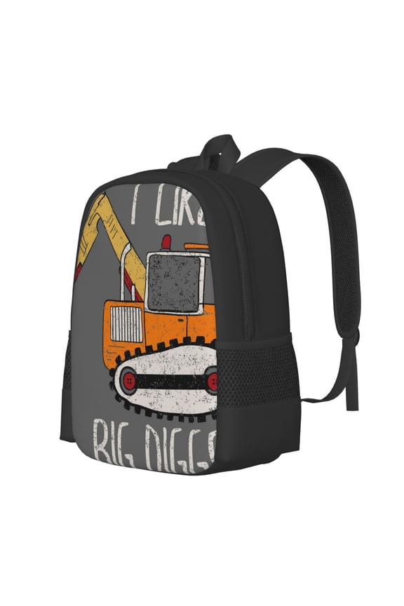 I Like Big Digger Print Large Capacity Backpack,Travel Backpack,Laptop Bag,College School Rucksack Bag,for School, Travel & Outdoor Activities