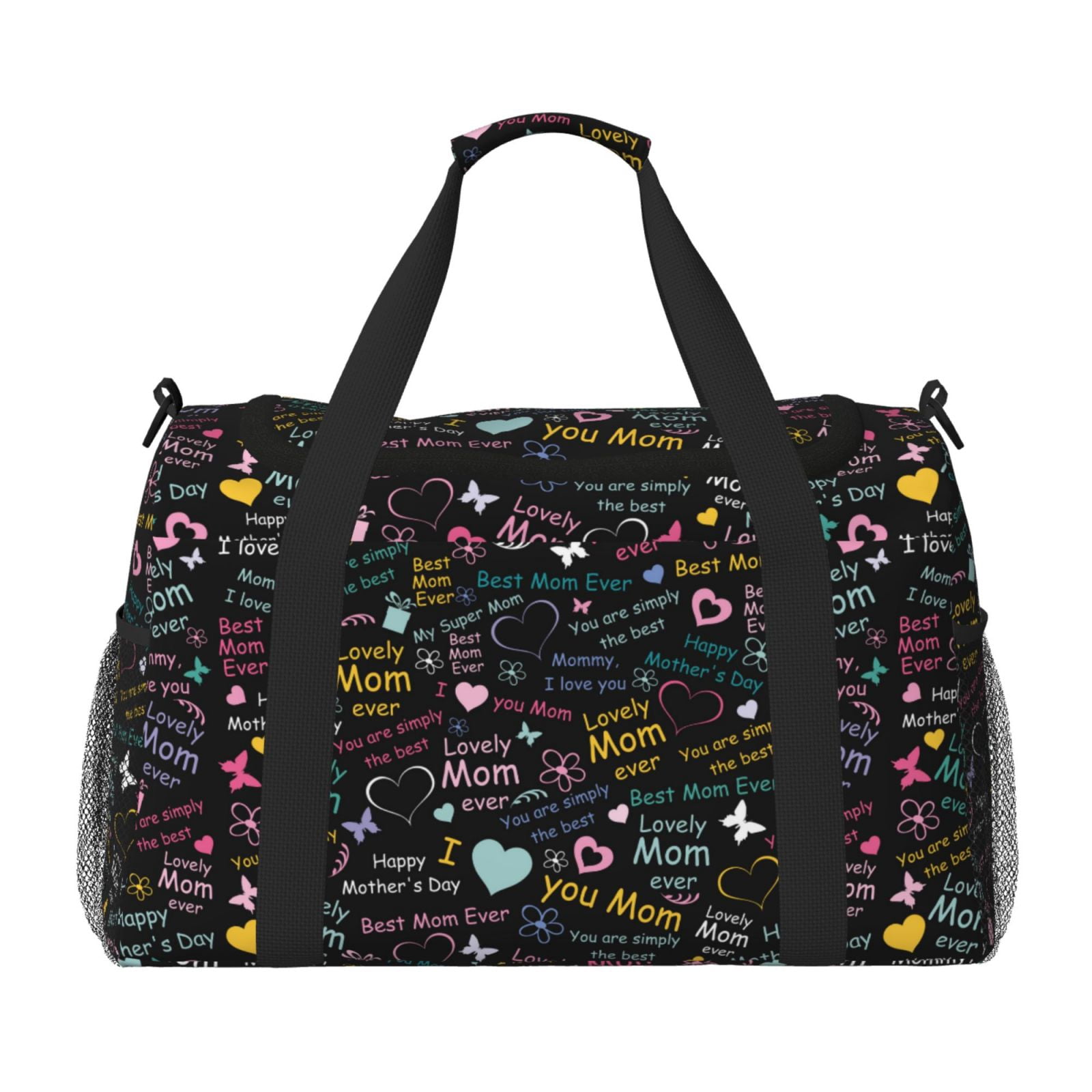 Fuzoiu I love you Mom Print Travel Duffle Bag,Carry On Tote Bags,Duffel Bag,Sport Gym Bag, Hospital Bag for Labor and Delivery, Overnight Bag,Luggage Bag