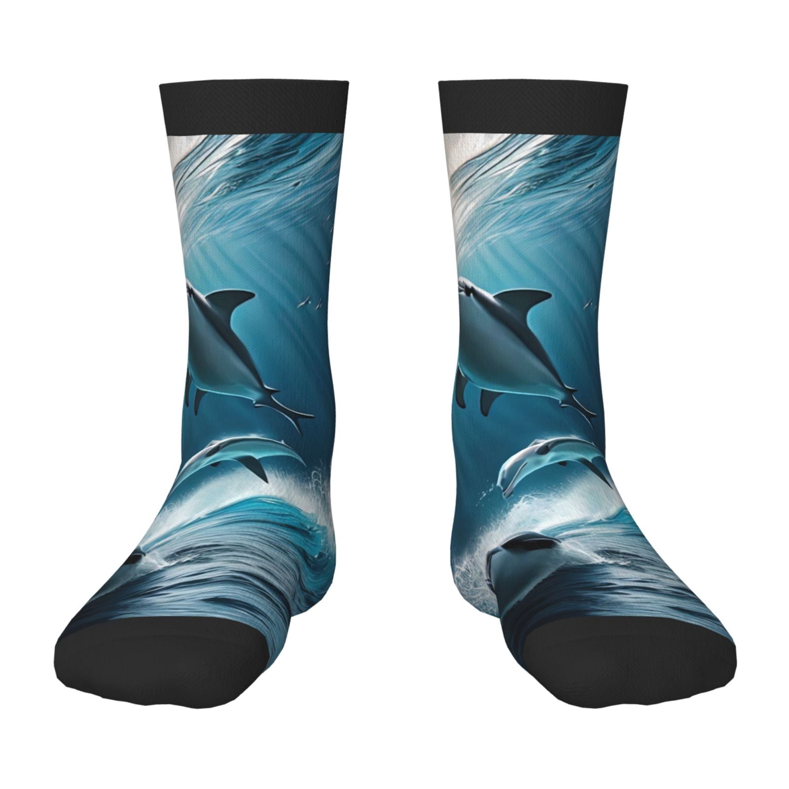 Fuzoiu Ice Blue Ocean Cute Dolphin A Print Kids Socks For Boys Girls ...