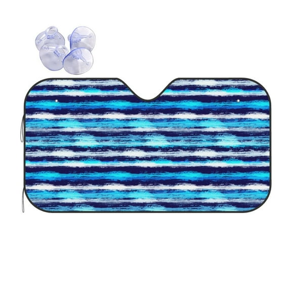 Fuzoiu Ice Blue Stripes Print Car Windshield Sun Shade,Block Uv Rays Sunshade,Foldable Front Window Sun Visor Protector for Car,SUV,Truck-Keep Vehicle Cool-Ice Blue Stripes
