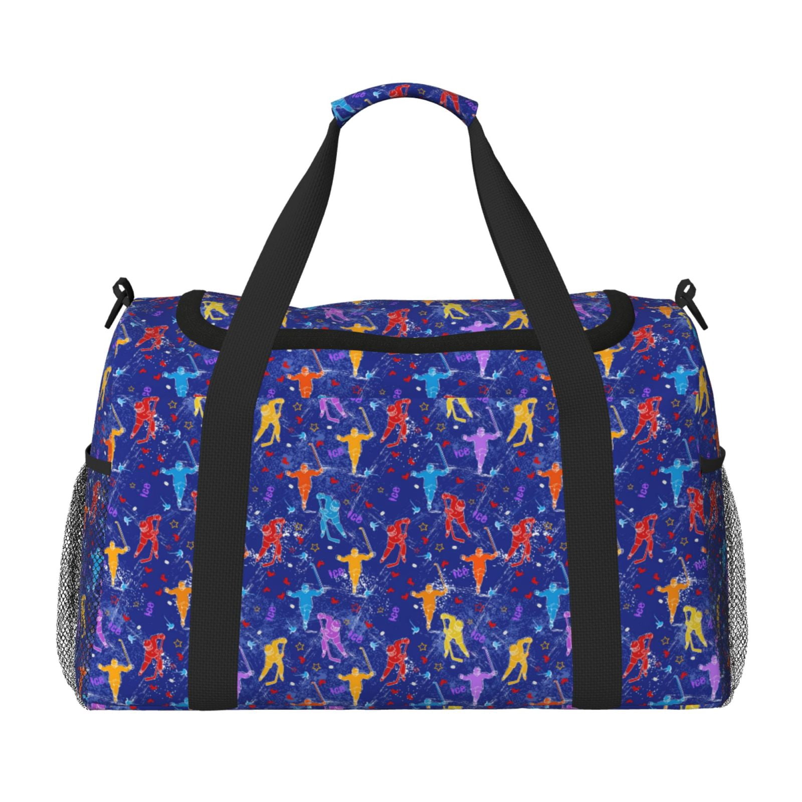 Fuzoiu Ice Hockey Players With Puck Print Travel Duffle Bag,Carry On Tote Bags,Duffel Bag,Sport Gym Bag, Hospital Bag for Labor and Delivery, Overnight Bag,Luggage Bag