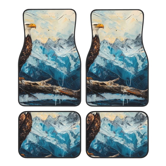 Fuzoiu Iceberg Bald Eagle Print Carpet Floor Mats for Car,Car Foot Mat Set,Universal Fit 4 Piece Mat Pad Set,Fits Most Cars Trucks Vans Sedans SUV Auto Carpet Mat Se
