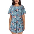 thumbnail image 1 of Fuzoiu Independence With Gnome Print Women's Short-Sleeved Pajama Set,Lounge Sleepwear Set,Womens Pajama Sets 2 Piece,Button-Up Top and Shorts with Pockets-X-Large, 1 of 7