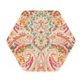 thumbnail image 1 of Fuzoiu Indian Paisley 1 Print Leather Coasters Set,Drink Coasters Set of 6,for Tabletop Protection, Durable PVC Coasters,Home Décor and Housewarming Gift,Hexagon, 1 of 7