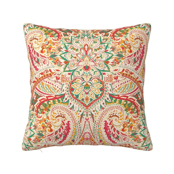 Fuzoiu Indian Paisley 1 Print Square Pillow Cover,Hidden Zipper Design,Luxury Square Pillow Case, Throw Pillow,Couch Cushion-12"x12"