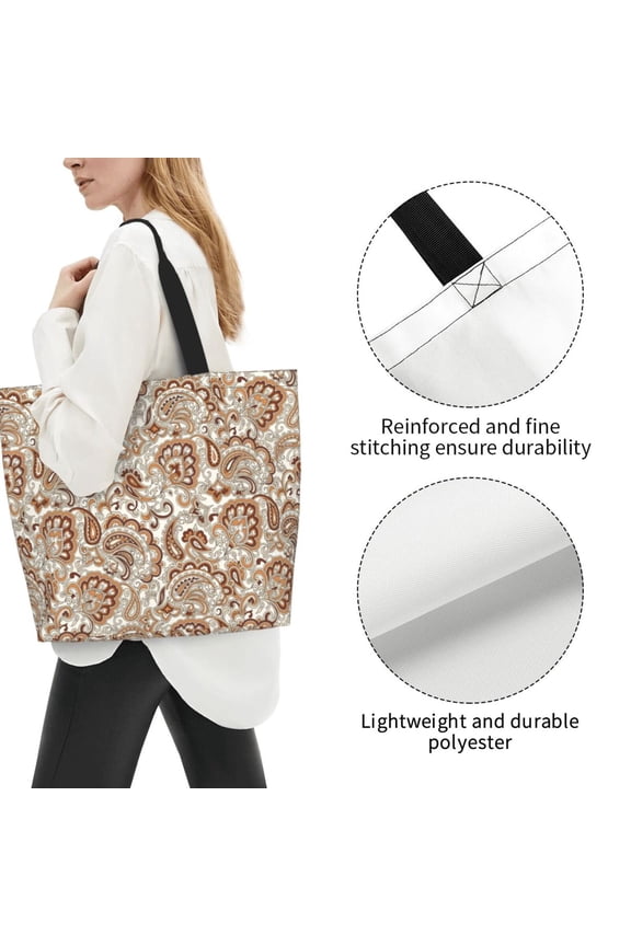 Fuzoiu Indian Paisley1 Print Tote Bags for Women,Shoulder Bag, Gym Tote,Top Handle Ladies Shoulder Bags for Work Beach Travel and Shopping Grocery