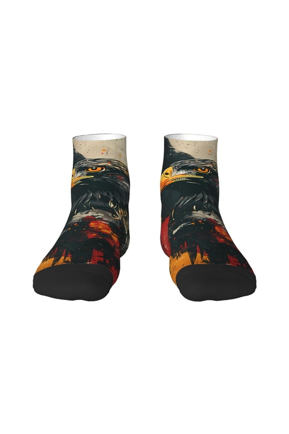 Ink Style Bald Eagle Print Adult Socks, Crew Moisture-wicking Socks, Unisex Cushion Crew Socks,Casual Sports Ankle Socks