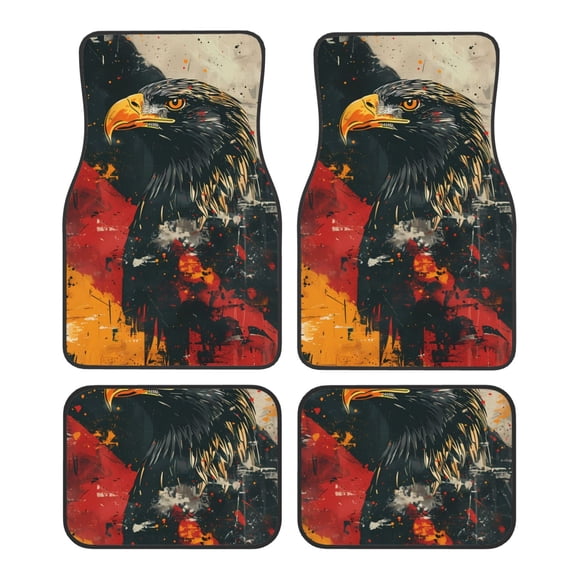 Fuzoiu Ink Style Bald Eagle Print Carpet Floor Mats for Car,Car Foot Mat Set,Universal Fit 4 Piece Mat Pad Set,Fits Most Cars Trucks Vans Sedans SUV Auto Carpet Mat Se
