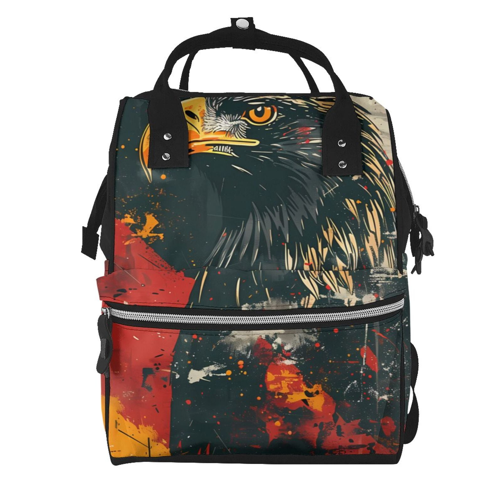 Fuzoiu Ink Style Bald Eagle Print Diaper Bag Backpack,Baby Essentials Travel Tote,Multi function Waterproof Diaper Bag, Travel Essentials Baby Bag - Unisex