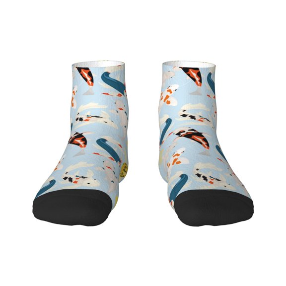 Fuzoiu Japanese Carps Print Adult Socks, Crew Moisture-wicking Socks, Unisex Cushion Crew Socks,Casual Sports Ankle Socks