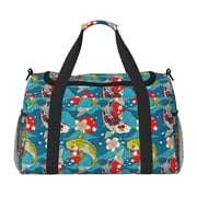 Fuzoiu Japanese Koi Print Travel Duffle Bag,Carry On Tote Bags,Duffel Bag,Sport Gym Bag, Hospital Bag for Labor and Delivery, Overnight Bag,Luggage Bag
