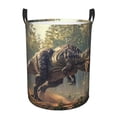 thumbnail image 1 of Fuzoiu Jungle Dinosaur Print Circular Hamper,Laundry Basket with Handle,Collapsible Laundry,Dirty Clothes Storage Basket,for Bedroom Bathroom Dorm Living Room-Medium, 1 of 6