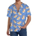 thumbnail image 1 of Fuzoiu Kawaii Corgi Print Men's Casual Short,Men's Short Sleeve Shirt,Mens Casual Button Down Shirts,Cuban Collar Summer Shirt for Beach, Vacation, and Outdoor Activities-4X-Large, 1 of 5