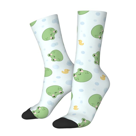 Fuzoiu Kawaii Frogs Print Athletic Crew Socks for Men & Women,Casual Crew Socks,Above Ankle Crew Socks for Business, Casual