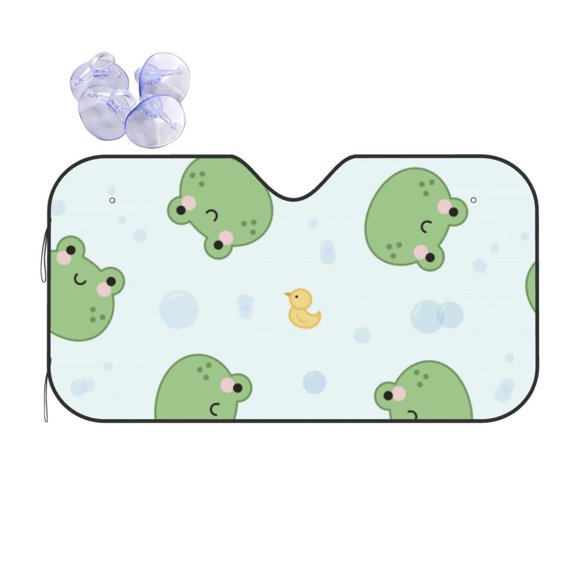 Fuzoiu Kawaii Frogs Print Car Windshield Sun Shade,Block Uv Rays Sunshade,Foldable Front Window Sun Visor Protector for Car,SUV,Truck-Keep Vehicle Cool-Kawaii Frogs