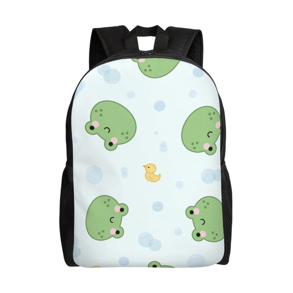 Fuzoiu Kawaii Frogs Print Laptop Backpack,Work Business Backpacks, Large Capacity Nurse Bag College Bookbag for School, Waterproof Casual Daypack for Travel