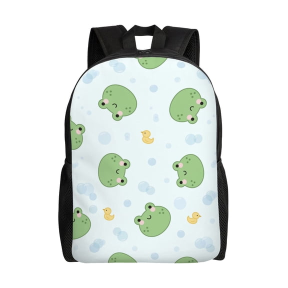 Fuzoiu Kawaii Frogs Print Laptop Backpack,Work Business Backpacks, Large Capacity Nurse Bag College Bookbag for School, Waterproof Casual Daypack for Travel