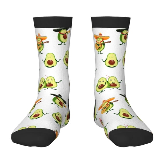 Fuzoiu Kawaii Mexican Avocado Print Kids Socks For Boys Girls,Grip Crew Socks with Non Slip,Lightweight Stretch Crew Socks,Toddlers Crew Boot Socks