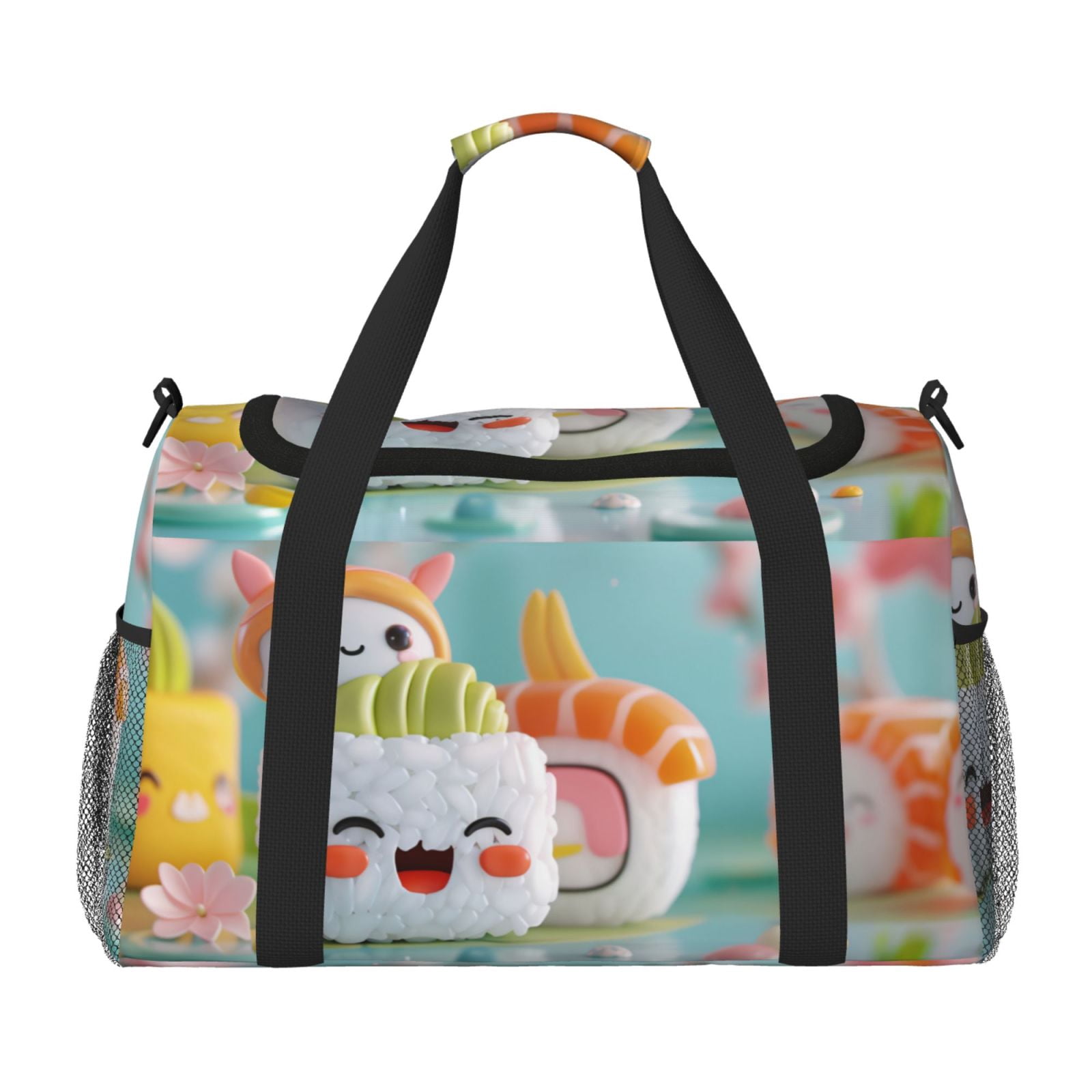 Fuzoiu Kawaii Sushi Characters Delight Print Travel Duffle Bag,Carry On Tote Bags,Duffel Bag,Sport Gym Bag, Hospital Bag for Labor and Delivery, Overnight Bag,Luggage Bag