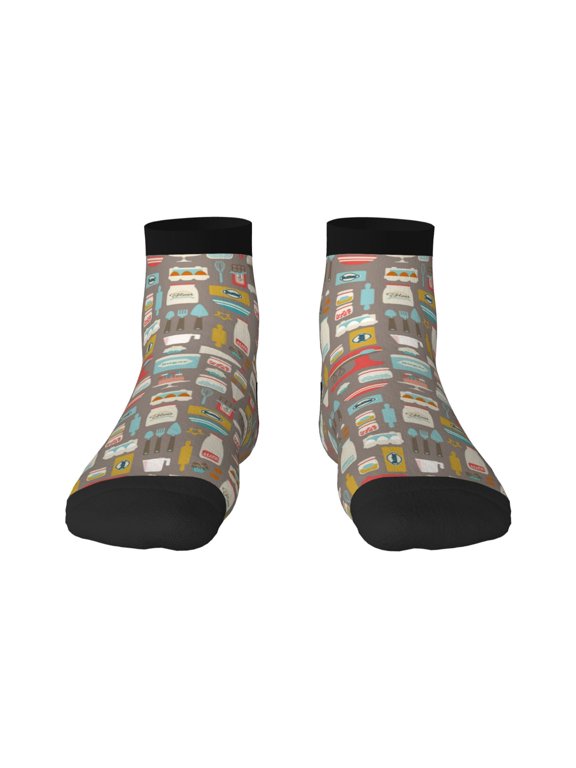 Kitchen Food Print Adult Socks, Crew Moisture-wicking Socks, Unisex Cushion Crew Socks,Casual Sports Ankle Socks