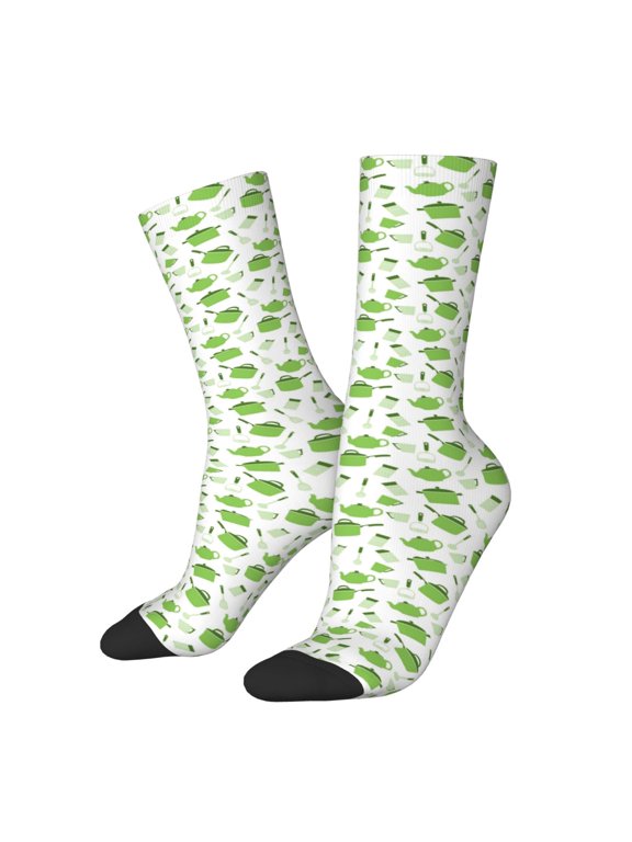 Kitchen Utensiles Cooking Pots Print Athletic Crew Socks for Men & Women,Casual Crew Socks,Above Ankle Crew Socks for Business, Casual