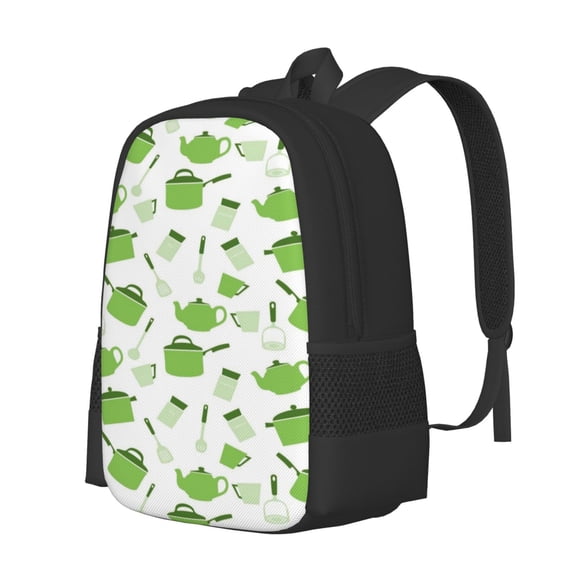 Fuzoiu Kitchen Utensiles Cooking Pots Print Large Capacity Backpack,Travel Backpack,Laptop Bag,College School Rucksack Bag,for School, Travel & Outdoor Activities