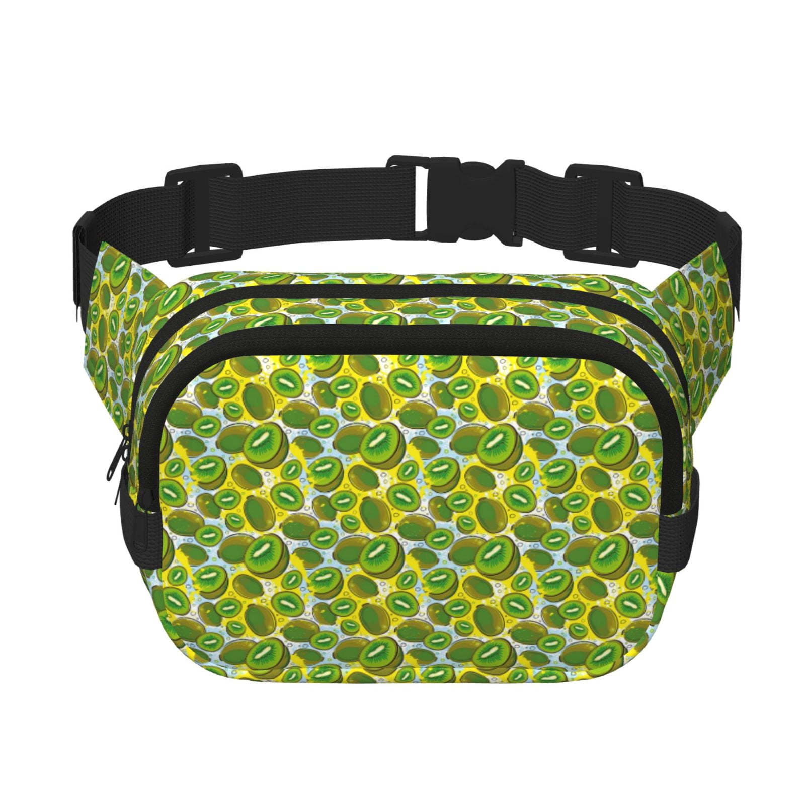 Fuzoiu Kiwi Fruits Summer Print Unisex Square Double Layer Waist Bag,Crossbody Fanny Pack Travel Workout Accessory
