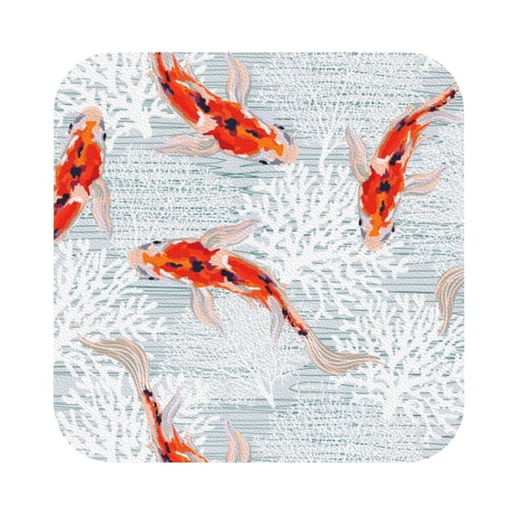 Fuzoiu Koi Fish Corals,Spring Summer Print Leather Coasters Set,Drink Coasters Set of 6,for Tabletop Protection, Durable PVC Coasters,Home Décor and Housewarming Gift,Square