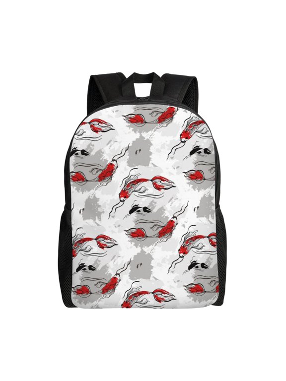 Koi Fish Print Laptop Backpack,Work Business Backpacks, Large Capacity Nurse Bag College Bookbag for School, Waterproof Casual Daypack for Travel