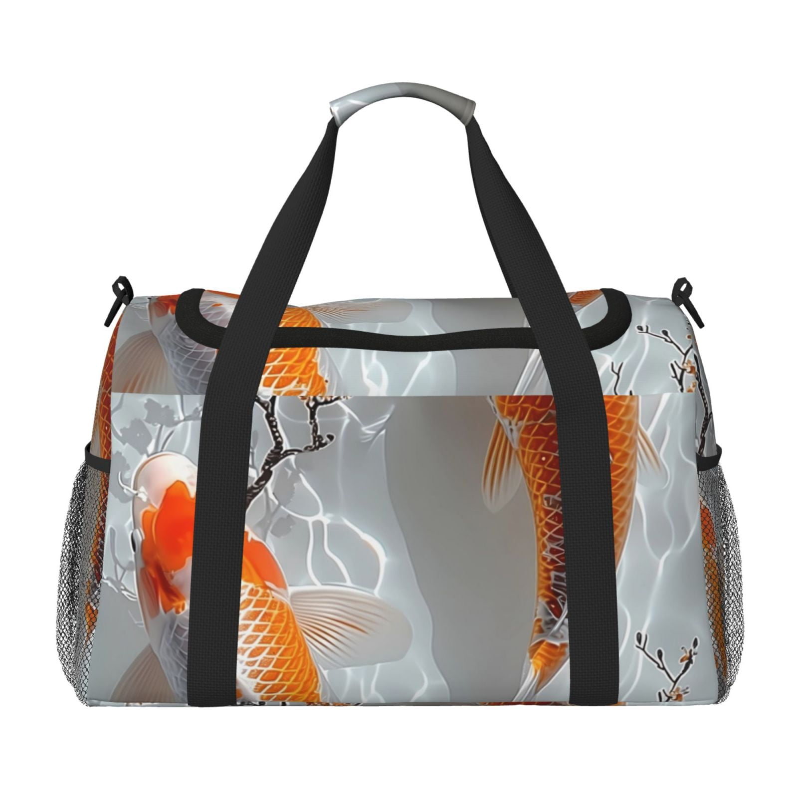 Fuzoiu Koi Fish Water Print Travel Duffle Bag,Carry On Tote Bags,Duffel Bag,Sport Gym Bag, Hospital Bag for Labor and Delivery, Overnight Bag,Luggage Bag