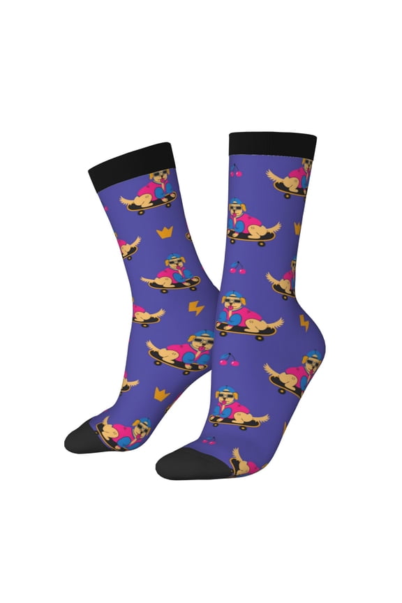 Labrador Retriever Dog Print Athletic Crew Socks for Men & Women,Casual Crew Socks,Above Ankle Crew Socks for Business, Casual