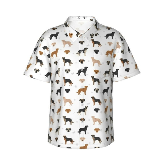 Fuzoiu Labrador Retriever Dog Print Hawaiian Shirt for Men, Summer Beach Casual Short Sleeve Button Down Shirts, Men’s Beach Summer Shirts with Pocket,3X-Large