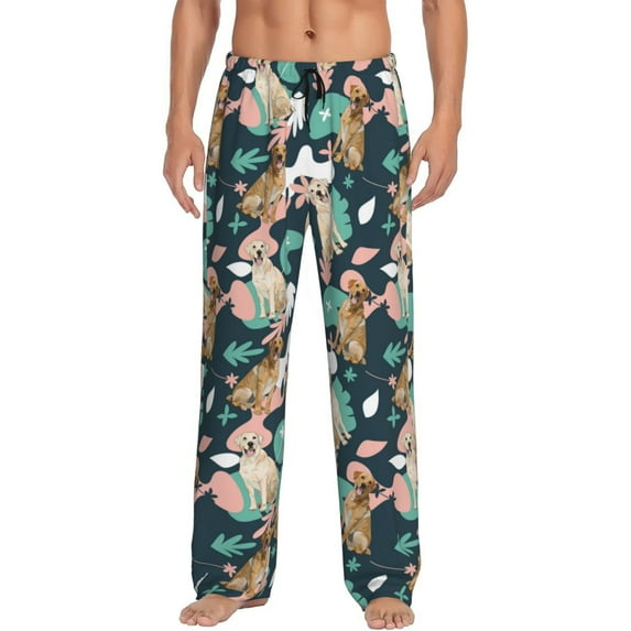 Fuzoiu Labrador Retriever Dog Print Men's Pajama Pants,Lounge Pants for Men,Lounge PJ Bottoms,Sleepwear Pants with Drawstring Pockets -XX-Large