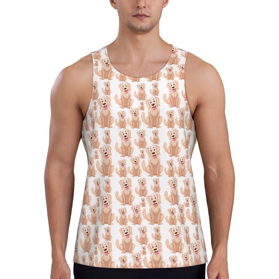 Fuzoiu Labrador Retriever Dog Print Men's Workout Tank Tops,Sleeveless Gym Shirt Quick Dry,Fitness Bodybuilding T-Shirt,Muscle Athletic Workout Tee-Small