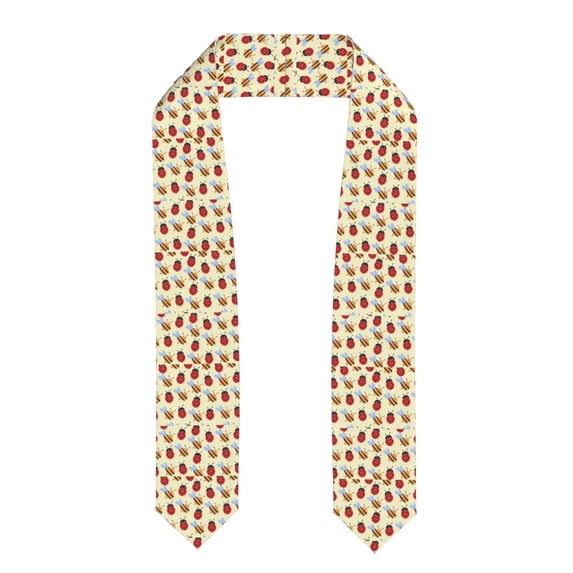 Fuzoiu Ladybug And Bee Print Graduation Sash,Graduation Stole,Unisex Adult Graduation Stole Shawl 91" Long,for Academic Commencements Shawl-Flattened