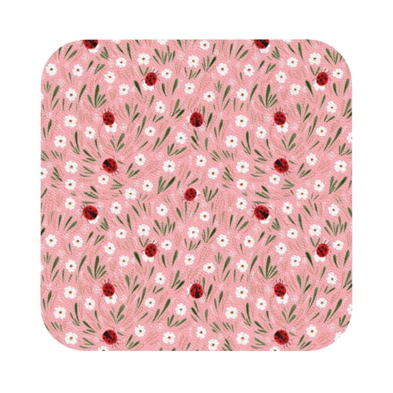 Fuzoiu Ladybug And Flowers Print Leather Coasters Set,Drink Coasters Set of 6,for Tabletop Protection, Durable PVC Coasters,Home Décor and Housewarming Gift,Square