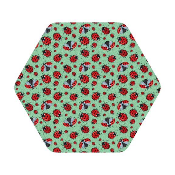 Fuzoiu Ladybugs 3 Print Leather Coasters Set,Drink Coasters Set of 6,for Tabletop Protection, Durable PVC Coasters,Home Décor and Housewarming Gift,Hexagon