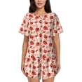 thumbnail image 1 of Fuzoiu Ladybugs With Heart Spots Print Women's Short-Sleeved Pajama Set,Lounge Sleepwear Set,Womens Pajama Sets 2 Piece,Button-Up Top and Shorts with Pockets-3X-Large, 1 of 7