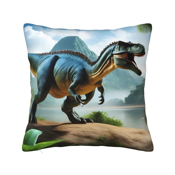 Fuzoiu Lake Forest Dinosaur A Print Square Pillow Cover,Hidden Zipper Design,Luxury Square Pillow Case, Throw Pillow,Couch Cushion-26"x26"