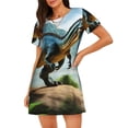 thumbnail image 1 of Fuzoiu Lake Forest Dinosaur A Print Women Nightgowns, Soft Comfy Lightweight Short Sleeves Sleepwear,Crew Neck Loungewear, 1 of 6