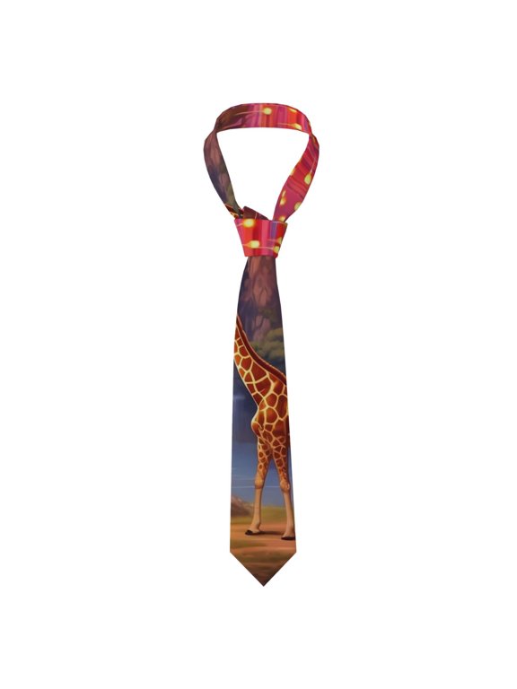 Lantern Giraffes Magical Forest Print Men's Necktie,Business Necktie,Mens Ties for Business Wedding Graduation