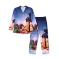 thumbnail image 1 of Fuzoiu Lantern On Snow With Christmas Print Men's Long-Sleeved Pajama,Lounge Button Down Nightwear,Mens Notch Collar Pajama Set -X-Large, 1 of 7